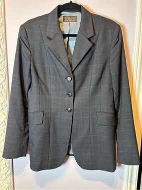 Ariat Pro Series Blazer Show Hunter Equestrian Wool Jacket Grey Plaid